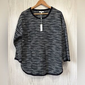 NWT Max Studio Textured Boucle Knit Pullover Top Black White MSRP $88